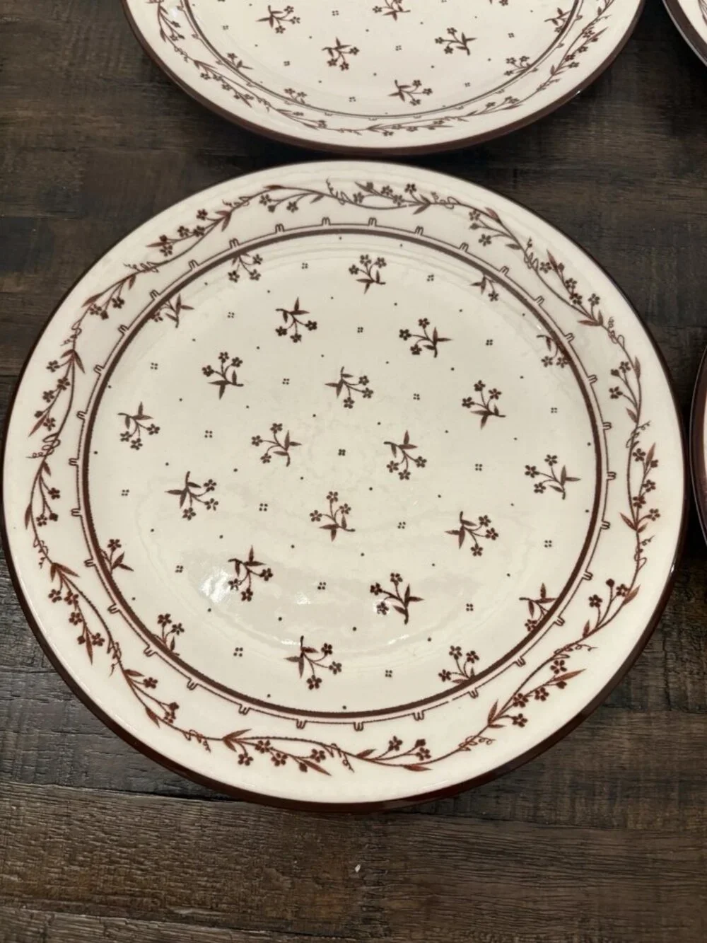 Sango Stoneware Dinner Plates Provence 261 Bouquet Brown Japan 4 Total